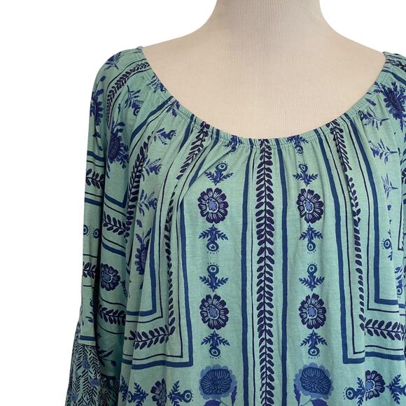 Style & Co Reflect Sea Top Womens XL Petite Blue Teal Bell Sleeve Off Shoulder - Picture 3 of 8